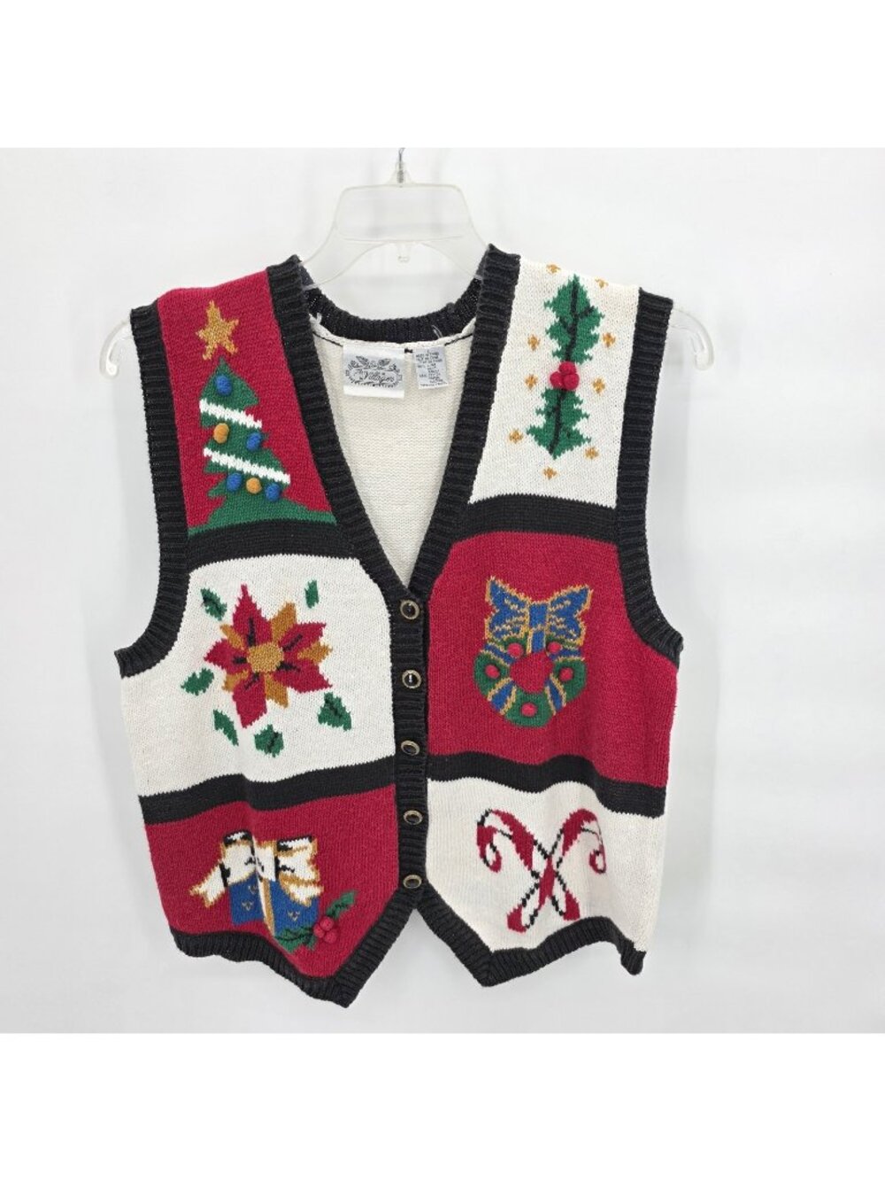 The Villager Vintage Sweater Vest Womens L Christmas Holiday Ugly Knit 90s